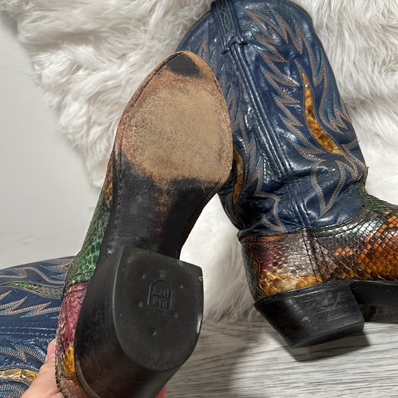 VINTAGE DAN POST  RAINBOW  PYTHON SNAKESKIN EXOTIC RARE WESTERN BOOT 6.5 M - Picture 10 of 16
